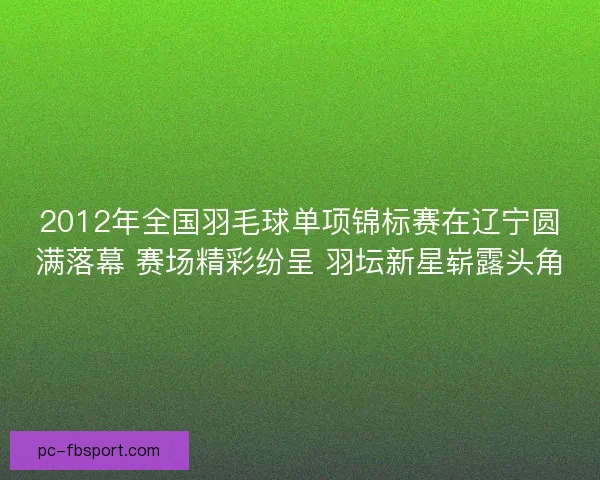 2012年全国羽毛球单项锦标赛在辽宁圆满落幕 赛场精彩纷呈 羽坛新星崭露头角
